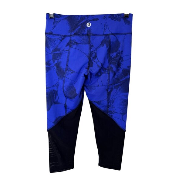 Lululemon Jumbo Inky Floral Inkwell cropped leggings blue/black women's size 4 - Picture 4 of 5